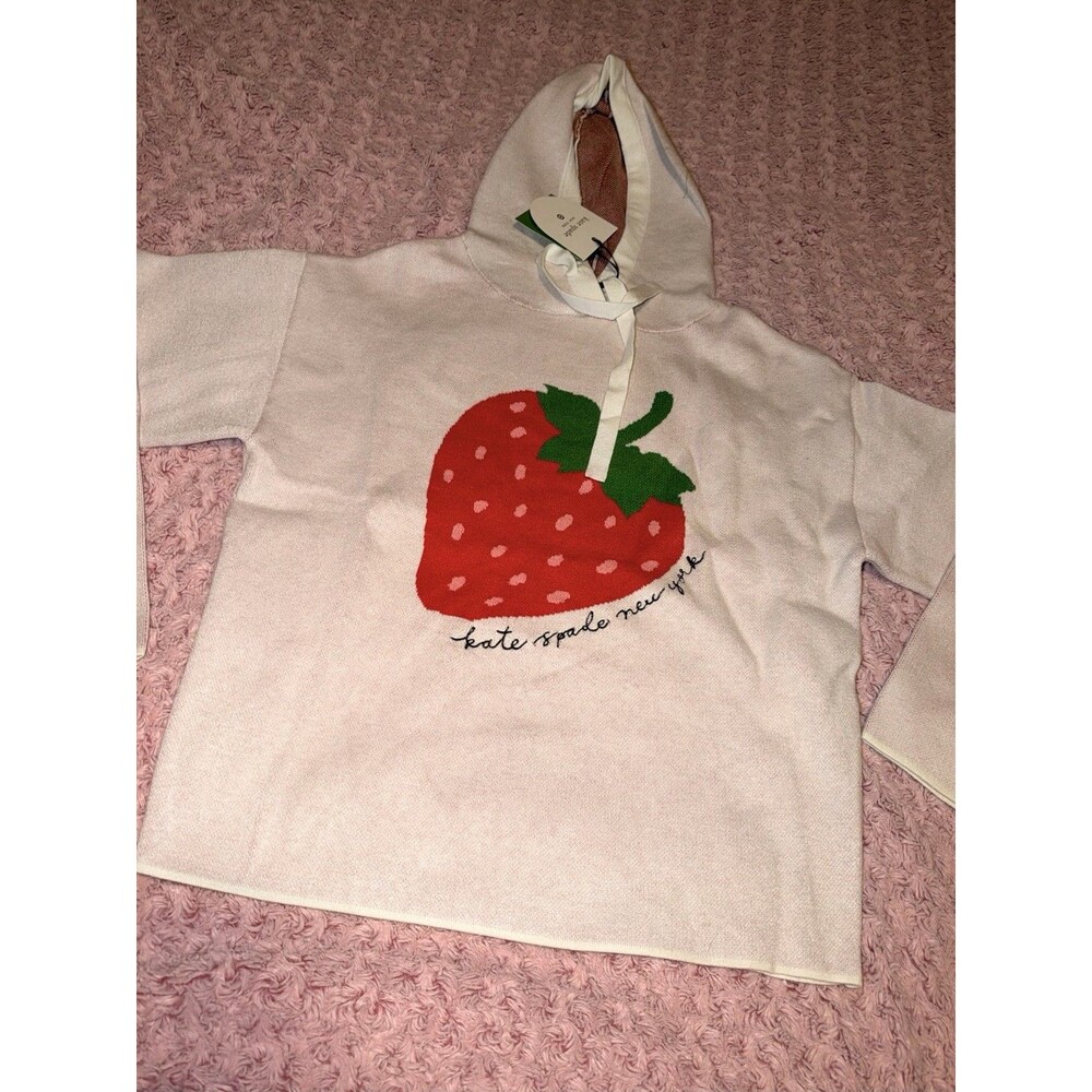 Kate Spade New York x Target Strawberry Print Hoodie Sweater Cream Size XS NWT